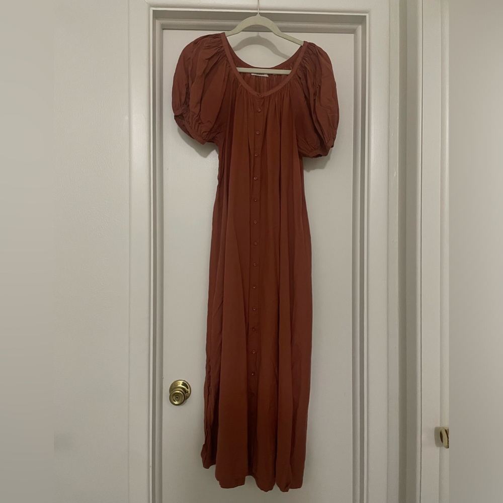 LAGUNA COLLECTION Cotton Button Front Maxi in Rust